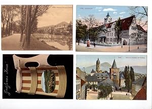 Konvolut von 4 Postkarten mit unterschiedlichen Motiven aus Jena. Dabei: Paradies und Saalepartie...