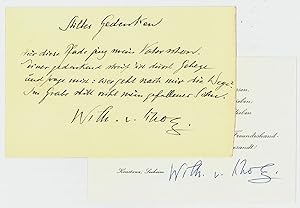 Imagen del vendedor de Stilles Gedenken". Eigenh. Gedicht mit U. und gedr. Billett mit eh. U. a la venta por Antiquariat INLIBRIS Gilhofer Nfg. GmbH