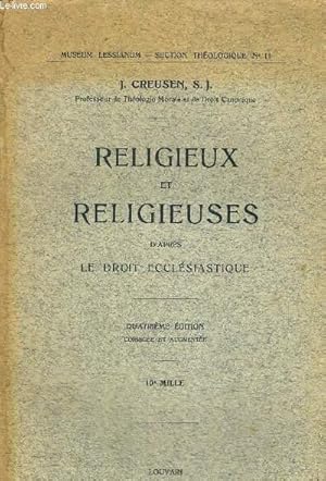 Bild des Verkufers fr RELIGIEUX ET RELIGIEUSES D APRES LE DROIT ECCLESIASTIQUE zum Verkauf von Le-Livre