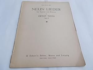 Image du vendeur pour Op. Opus 41 No. 1, 2, 3, 4, 5, 6, 7, 8, 9 - Neun Lieder [Nine Songs] Fur Sopran und Klavier (Edition Schott Nr. 2055) (Sheet Music Book) mis en vente par Bloomsbury Books