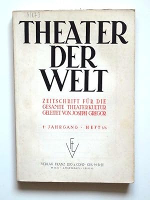 Immagine del venditore per Theater der Welt. Zeitschrift fr die gesamte Theaterkultur. 1. Jahrgang Heft 5/6. venduto da Versandantiquariat Hsl