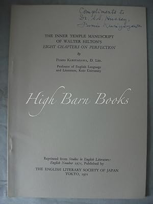Seller image for The Inner Temple Manuscript of Walter Hilton's Eight Chapters on Perfection for sale by High Barn Books