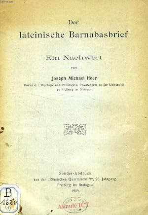 Imagen del vendedor de DER LATEINISCHE BARNABASBRIEF, EIN NACHWORT (Sonder-Abdruck) a la venta por Le-Livre