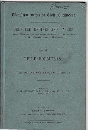 "Pile formulas." (The Institution of Civil Engineers. Selected engineering papers)