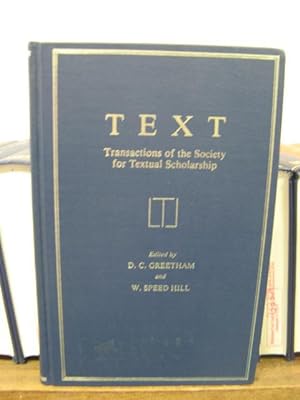 Seller image for Text: Transactions of the Society for Textual Scholarship; Volume 1, 1981 for sale by PsychoBabel & Skoob Books