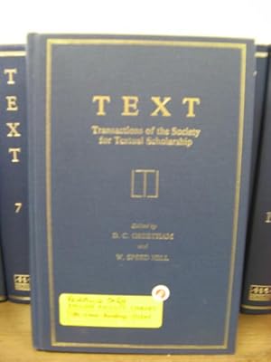 Bild des Verkufers fr Text: Transactions of the Society for Textual Scholarship; Volume 4 zum Verkauf von PsychoBabel & Skoob Books