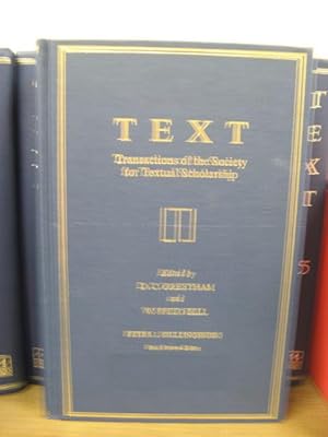 Bild des Verkufers fr Text: Transactions of the Society for Textual Scholarship; Volume 6 zum Verkauf von PsychoBabel & Skoob Books