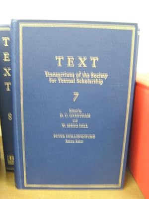 Bild des Verkufers fr Text: Transactions of the Society for Textual Scholarship; Volume 7 zum Verkauf von PsychoBabel & Skoob Books