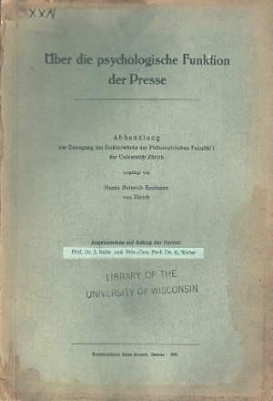 Seller image for ber die psychologische Funktion der Presse. Dissertation. for sale by Antiquariat Heinz Tessin