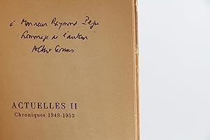 Bild des Verkufers fr Actuelles II - Chroniques 1948-1953 zum Verkauf von Librairie Le Feu Follet