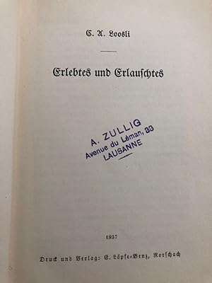 Seller image for Erlebtes und Erlauschtes. for sale by Libretto Antiquariat & mundart.ch