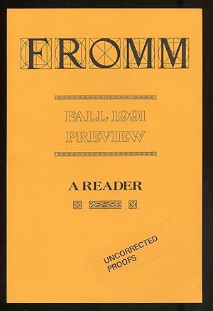 Bild des Verkufers fr Fromm Fall 1991 Preview A Reader zum Verkauf von Between the Covers-Rare Books, Inc. ABAA