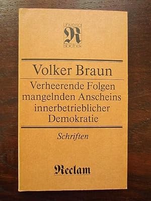 Bild des Verkufers fr Verheerende Folgen mangelnden Anscheins innerbetrieblicher Demokratie. Schriften zum Verkauf von Rudi Euchler Buchhandlung & Antiquariat