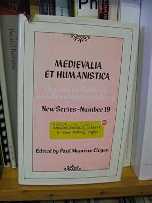 Bild des Verkufers fr Medievalia et Humanistica: Studies in Medieval & Renaissance Culture: New Series: Number 19 zum Verkauf von PsychoBabel & Skoob Books