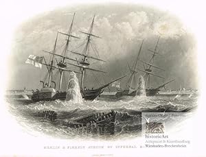 Merlin & Firefly Struck by Infernal Machines. Dramatic View of British Warships Struck by Russian...