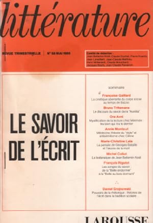 Revue trimestrielle litterature n° 58 / le savoir de l'écrit