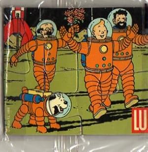 TINTIN - MINI PUZZLE 4 PIÈCES - MAGNET - LU - ON A MARCHÉ SUR LA LUNE. 1992.