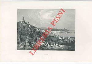 Lotto di cinque (differenti) vedute panoramiche di Genova.