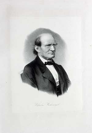 Bild des Verkufers fr "Wilhelm Wackernagel" originale Lithographie auf Japan ca.21x16cm auf Btten-Karton (ca.31,5x22cm) aufgewalzt (Chine appliqu) unterhalb der Darstellung typographisch betitelt; Friedrich Hasler Baden im Aargau 1868-71 zum Verkauf von Kunsthandel & Antiquariat Magister Ru