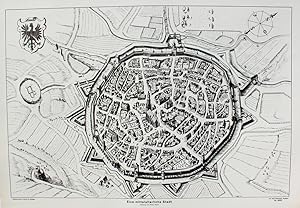 "Eine mittelalterliche Stadt" originale Lithographie ca.57x85cm (Darstellung/Image size) unterhal...