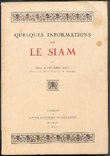 Seller image for Quelques informations sur le Siam. for sale by Antiquariat  Jrgen Fetzer