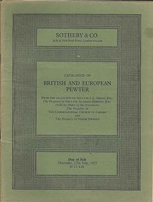 Catalogue of British and European Pewter. Thursday, 17th July 1975