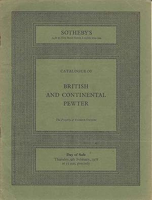 Catalogue of British and Continental Pewter. Thursday, 9th February 1978
