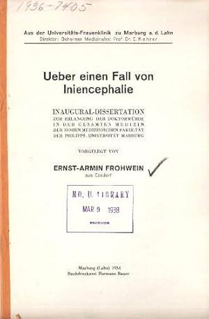 Imagen del vendedor de Ueber einen Fall von Iniencephalie. Inaugural-Dissertation. Mit einer Tafel. a la venta por Antiquariat Heinz Tessin