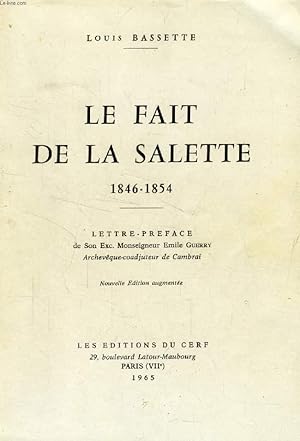 Seller image for LE FAIT DE LA SALETTE, 1846-1854 for sale by Le-Livre