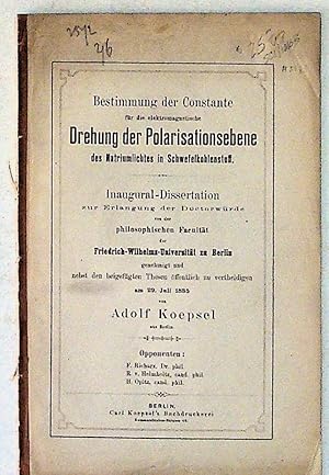 Bestimmung der Constante fur die elektromagnetische Drehung der Polarisationsebene des Natiumlich...