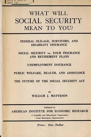 Seller image for What Will Social Security Mean to you? for sale by Vashon Island Books