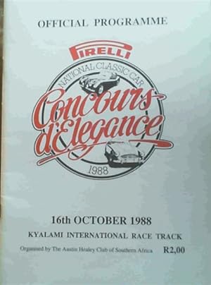 Official Programme National Classic Car 1988 - Pirelli Concours d'Elegance - 16th October 1988, K...