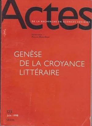 Actes de la recherche en sciences sociales n° 123 genèse de la coryance littéraire