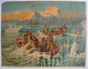 Seller image for White Polar Bear Hunting Original German Chromolithograph Print for sale by Maynard & Bradley