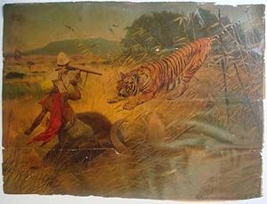 Seller image for Tiger Hunting Original German Chromolithograph Print for sale by Maynard & Bradley
