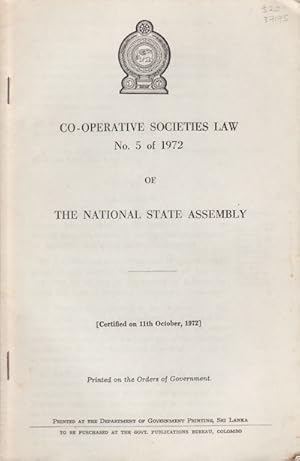 Bild des Verkufers fr Co-Operative Societies Law No. 5 of 1972 of The National State Assembly. zum Verkauf von Asia Bookroom ANZAAB/ILAB