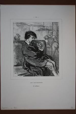 Pfeiferaucher, Les Partageuses, Lithographie um 1850 von Paul Gavarni (1804 - 1866), Blattgröße: ...