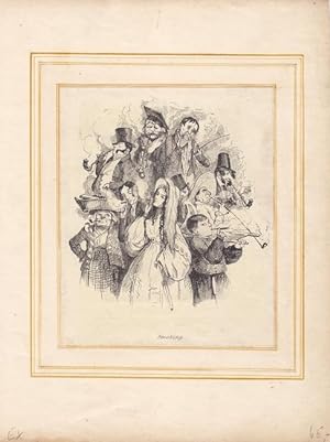 Smoking, Kupferstich um 1840, Blattgröße: 28 x 21 cm, reine Bildgröße: 16 x 13 cm.