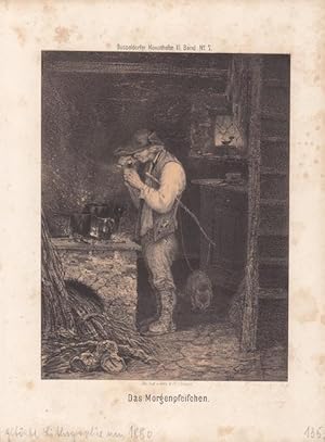 Das Morgenpfeifchen, getönte Lithographie 1858, Blattgröße: 27 x 20 cm, reine Bildgröße: 22 x 15 cm.