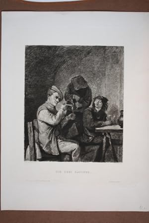 Die drei Raucher, Radierung (Chine Appliqué) 1884 von P. Halm nach Adriaen Brouwer (1605 - 1638),...