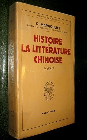 Seller image for Histoire de la littrature chinoise. Posie. for sale by Le Chemin des philosophes