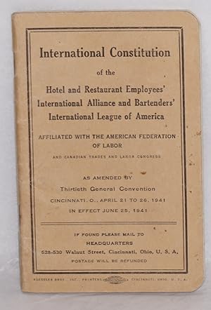 Seller image for International Constitution. As amended by Thirtieth General Convention, Cincinnati, O., April 21 to 26, 1941 for sale by Bolerium Books Inc.