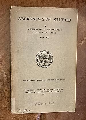 Seller image for ST. Cadvan's Stone Towyn By Timothy Lewis Aberystwyth Studies Vol. IX 1927 for sale by Three Geese in Flight Celtic Books