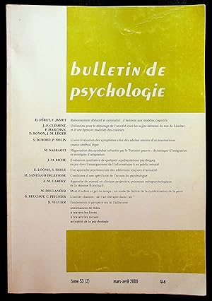 Seller image for Bulletin de psychologie n446 Tome 53 (2) mars-avril 2000 for sale by LibrairieLaLettre2