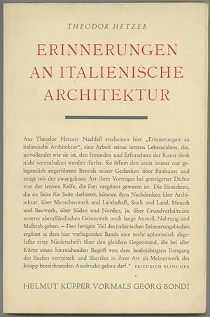 Bild des Verkäufers für Erinnerungen an italienische Architektur. zum Verkauf von Sächsisches Auktionshaus & Antiquariat