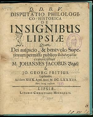 Disputatio philologico-historica de insignibus Lipsiae.