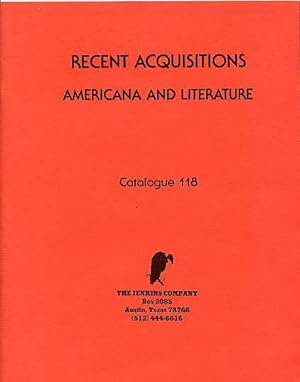 Image du vendeur pour Recent Acquisitions Americana and Literature. Catalogue 118. mis en vente par Quinn & Davis Booksellers