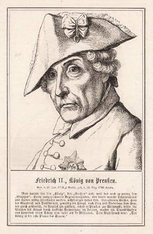 Bild des Verkufers fr Knig von Preuen, genannt Friedrich der Groe. Holzstich. zum Verkauf von Antiquariat Heinz Tessin