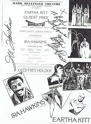 IN-PERSON AUTOGRAPHS. Signed by two of the stars of the Broadway production of "Timbuktu!", Ira H...