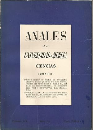 ANALES DE LA UNIVERSIDAD DE MURCIA -CIENCIAS Vol XVII-Num 3-4 Curso 1958-59